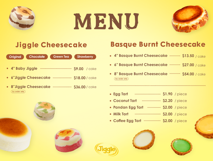 <h2><span style="text-decoration:underline">Menu</span></h2><h3><strong>Cakes and Tarts</strong></h3><h5>Discover our classic flavours!</h5>