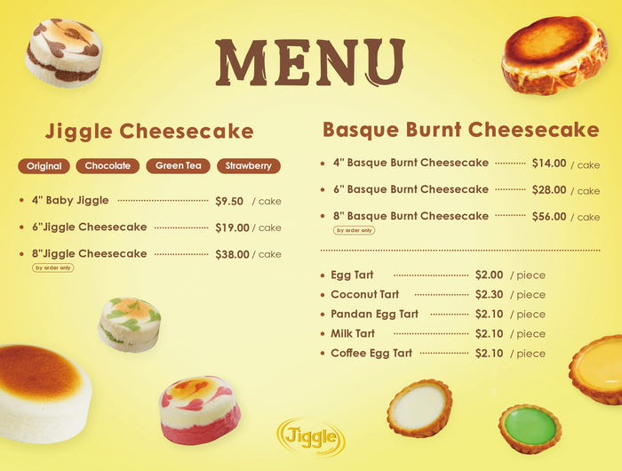 <h2><span style="text-decoration:underline">Menu</span></h2><h3><strong>Cakes and Tarts</strong></h3><h5>Discover our classic flavours!</h5>