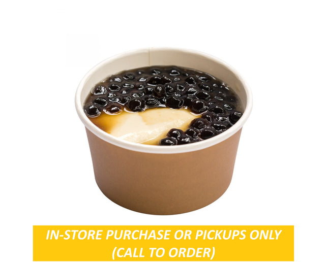 Warm silken tofu with brown sugar + boba (Taho)