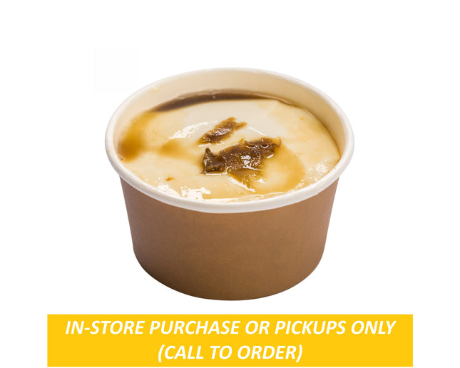 Warm silken tofu with ginger infused brown sugar syrup